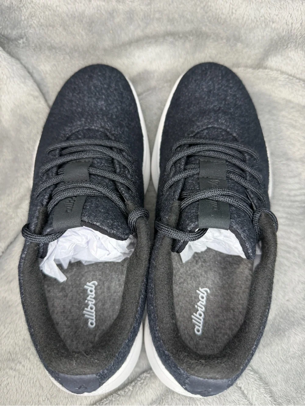 allbirds Men's Black Knit Sneakers with White Sole